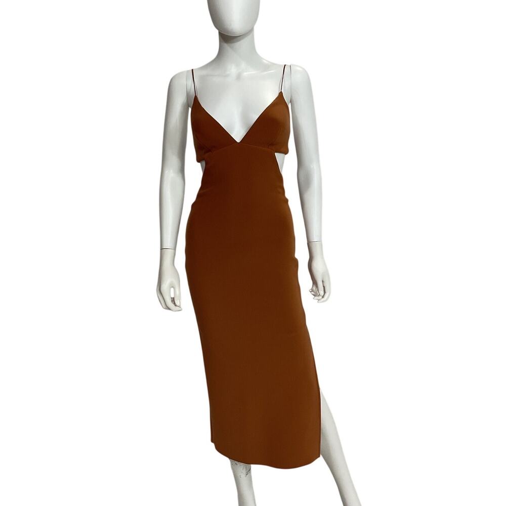 Bec + Bridge Sleek Terracotta Ella Midi Dress Size 2